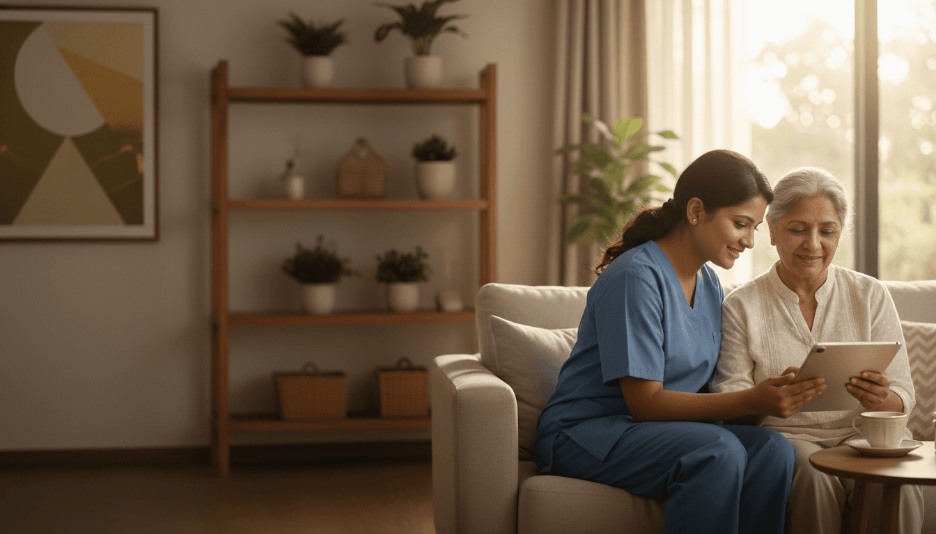 Caregiver supporting an elder at home